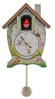 Garden Cottage Cuckoo Clock Red Cardinal Sings His Song