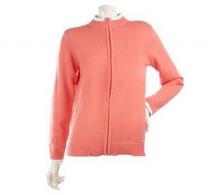 Denim & Co. Long Sleeve Zip Front Sweater —