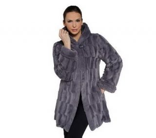 As Is Dennis Basso Reversibl e Textured Faux Fur Hooded Coat