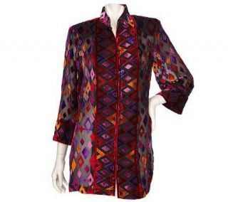 Bob Mackies Velvet Burnout Shirt with Kimono Sleeves —