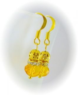 Artisan Petite Rondelle Crystal Drop Earrings 7 Colors LDC Designs