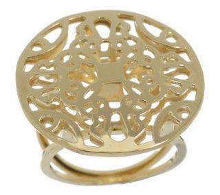 As Is Savor 14K Gold Bonded Cushion Shape Openwork Ring —