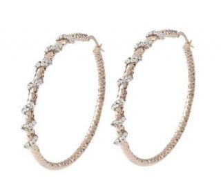 VicenzaSilver Sterling Crystal Wrap Textured Hoop Earrings —