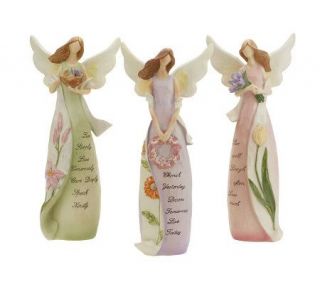 Set of 3 Inspirational Angels with Flowers by Valerie   H195437