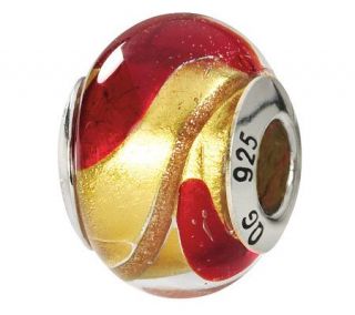 Prerogatives Sterling Yellow & Red Italian Murano Glass Bead   J111796