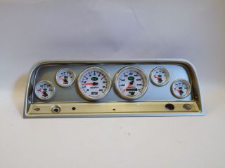 65 66 Chevy Truck Silver Dash Carrier Panel w Auto Meter NV Gauges