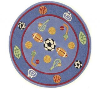 Sportstime Play Ball 3 Wool Round Rug   H142320