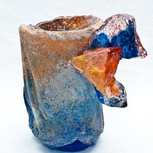 Rose s Contemporary Studio Art Glass Vase Stunning Handmade Slag Glass