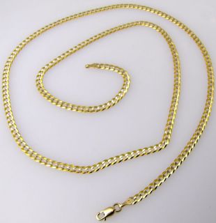 3mm 10K Yellow Gold 18 D C Cuban Link Necklace Chain