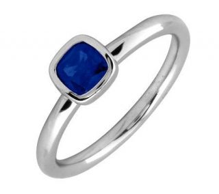 Simply Stacks Sterling & Cushion Cut Created Sapphire Ring   J299437