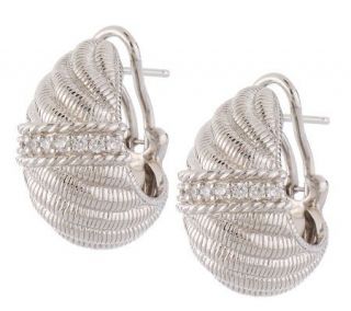 Judith Ripka Sterling Diamonique Sculpted Hoop Earrings —
