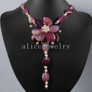22 purple agate flower necklace gn140 you will get the similar strand