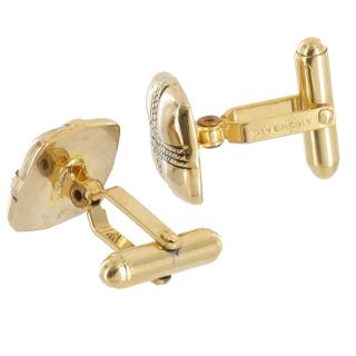 Givenchy Cufflinks Mens Jewelry Rounded Square Gold Plated Cuff Links