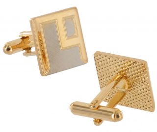 Cufflinks Mens Gold And Silver Tone Textured Block Square Two