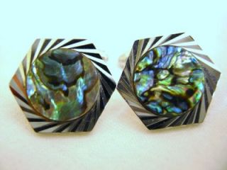 Vintage Cufflinks Mother of Pearl Abalone 1950s 1960s Beautiful
