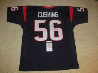 BRIAN CUSHING AUTOGRAPHED TEXANS CUSTOM JERSEY JSA AUTHENTICATION