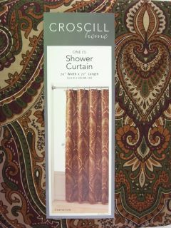 Croscill Shower Curtain Castleton Paisley Cranberry New