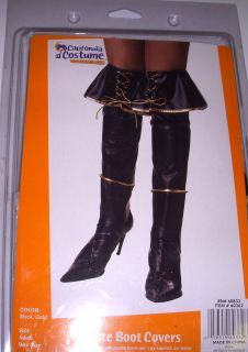 Pirate Black Gold Boot Covers Costume Accessory NIP