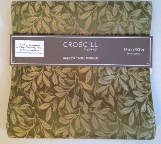 Croscill Harvest Table Runner~ X Long~ Green~ Thanksgiving~ *Free
