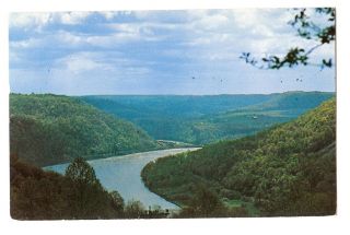 Vintage Postcard Allegheny River Narrow 2 Miles PA Stamp 1958 3 1 2 x