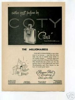 Coty Paris Perfume Ad 1952 Original Vintage Ad