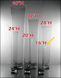  EA   (8 PCS) 16H CLEAR GLASS TAPERED CYLINDER VASES WEDDING WHOLESALE