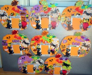 16 Halloween Creepy Crypt Magnetic Orange Pumpkin Picture Frames Party
