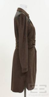 Cynthia Steffe Brown Gathered Waist Leather Shoulder Dress Size 12 New