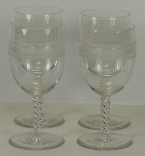  Elegant Depression Central Glass Co Crystal Wine Glasses
