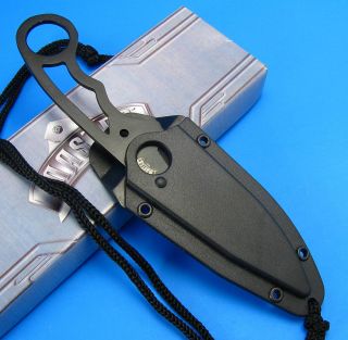 Master Cutlery Black Fixed Blade Full Tang Skeletonized Neck Knife w