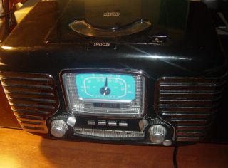 Crosley Radio Cr612 Black Alarm Clock/Radio with CD Player!!