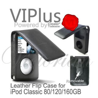 Leather Flip Case Cover Apple iPod Classic 6th Gen 80 120 160 GB Belt