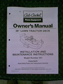 Cub Cadet 38 Tractor Mower Deck 441 Owners Manual