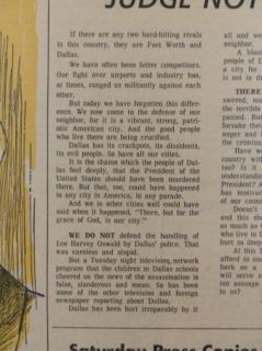Johnson Pledges Search for Peace JFK Fort Worth Press November 27 1963