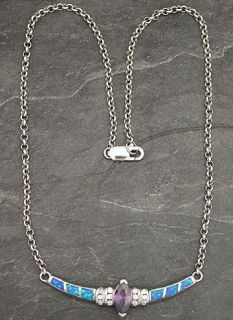  sterling silver blue opal amethyst cz necklace choker item nk mc013 5
