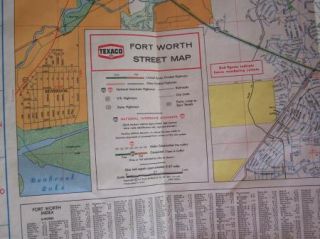 Vintage Street Map Fort Worth Texas Dallas Texaco 73