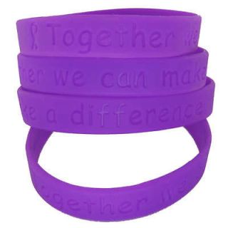 12 PURPLE RIBBON CANCER RELAY FOR LIFE ALZHEIMERS SILICONE WRISTBAND