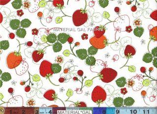 Kaufman Fabric ~ Fresh Daisy Red Strawberry 104 Orange