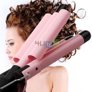  Pink LCD Hair Curling Iron Twister Waver Wand Curler