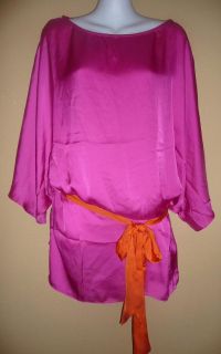 Cupio Hot Pink Belted Kimono tunic top sz L, NWT