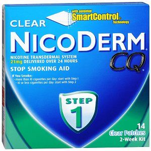 NicoDerm CQ Smoking Cessation Aid, Clear Patch, Step 1 14 ea