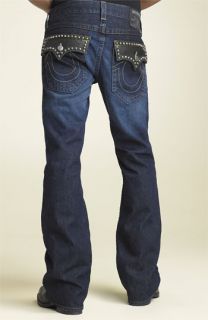 True Religion Brand Jeans Billy Studded Leather Trim Bootcut Jeans (Dark Prankster Wash)