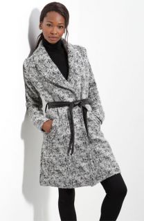 Gryphon Leather Tie Tweed Coat