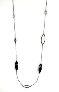 Judith Jack Modern Onyx & Crystal Long Strand Necklace