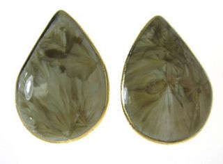 NEW KATIE DANN Gold Amber Porcelain Clip Earrings