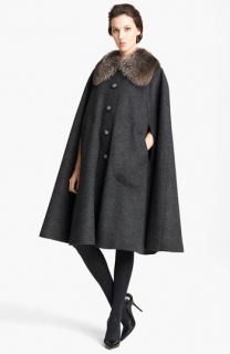 Dolce&Gabbana Genuine Fur Collar Wool Cape
