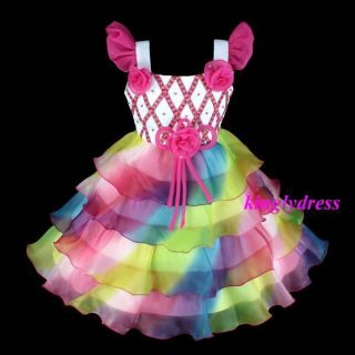New Flower Girl Pageant Wedding Dancing Dress Multi Color Fuchsia Size