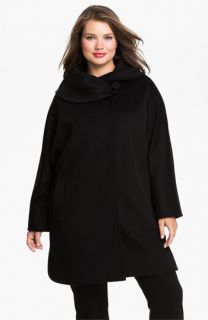 Cinzia Rocca Asymmetrical Collar Wool Coat (Plus)