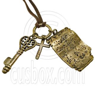 Bronze Love Letter Key Cross Fashion Pendant Necklace