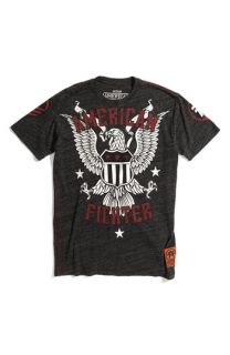 Affliction Black Premium American Fighter Trim Fit Crewneck T Shirt (Men)